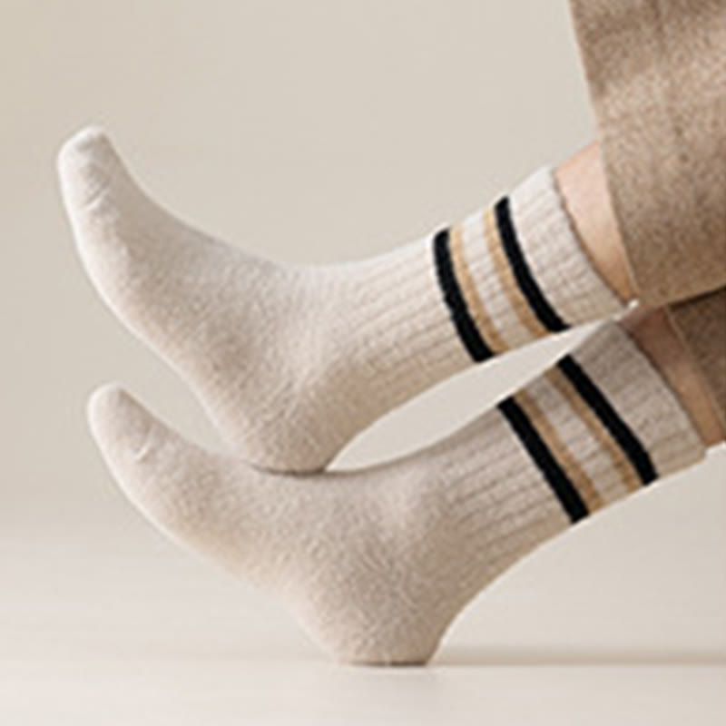 Chaussettes courtes à rayures parallèles bicolores (3 paires) - image 2
