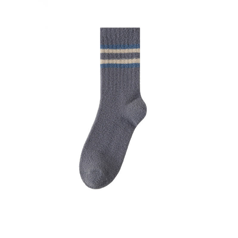 Chaussettes courtes à rayures parallèles bicolores (3 paires) - Gris foncé - EU39-44(US6-10) - image 12
