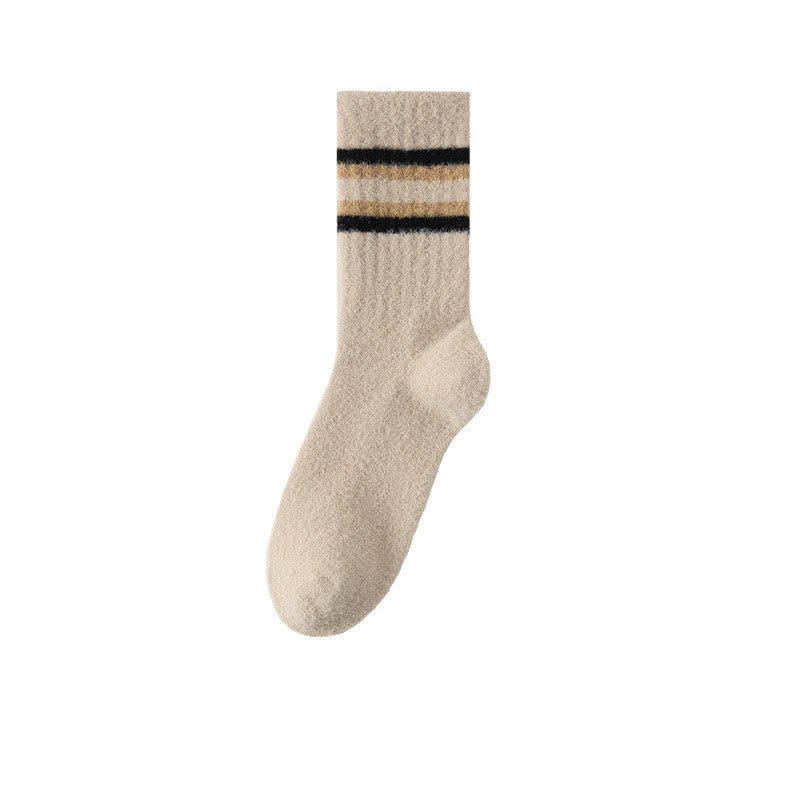 Chaussettes courtes à rayures parallèles bicolores (3 paires) - Kaki - EU39-44(US6-10) - image 13