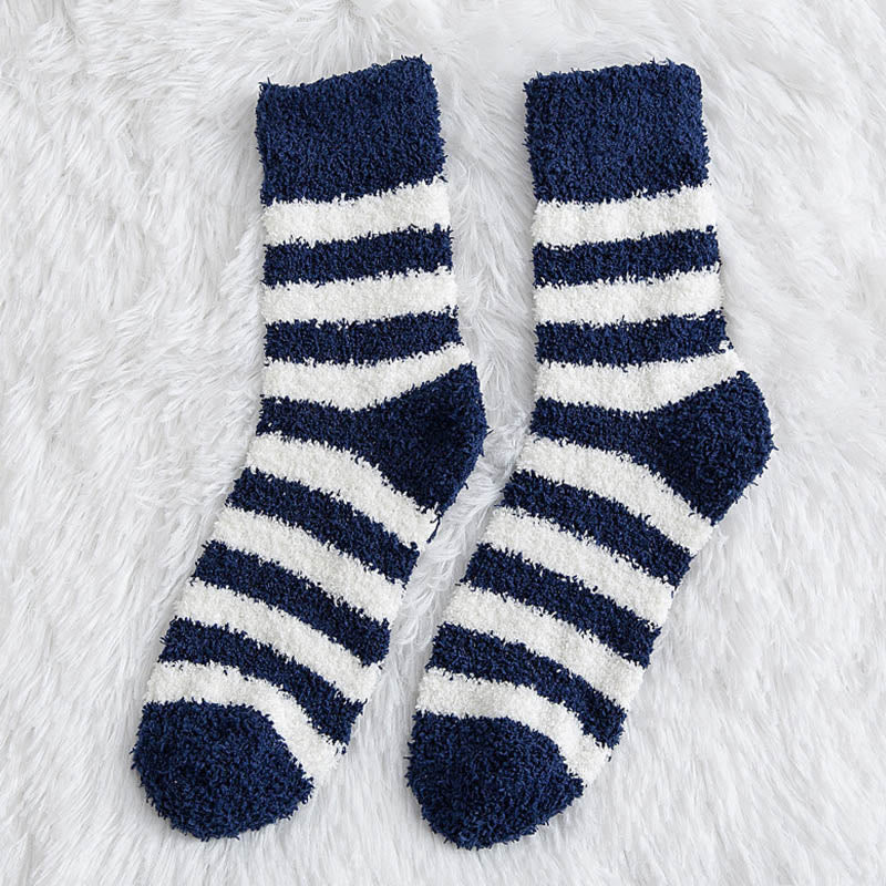 Chaussettes courtes à larges rayures douces (5 paires) - Bleu - EU39-44(US6-10) - image 8
