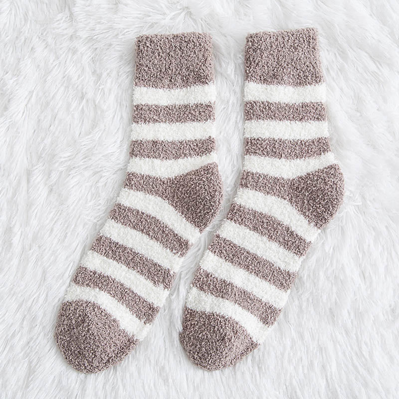 Chaussettes courtes à larges rayures douces (5 paires) - Kaki - EU39-44(US6-10) - image 9