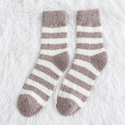 Chaussettes courtes à larges rayures douces (5 paires) - Kaki - EU39-44(US6-10) - image 9