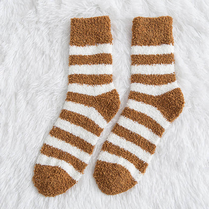 Chaussettes courtes à larges rayures douces (5 paires) - Orange - EU39-44(US6-10) - image 10