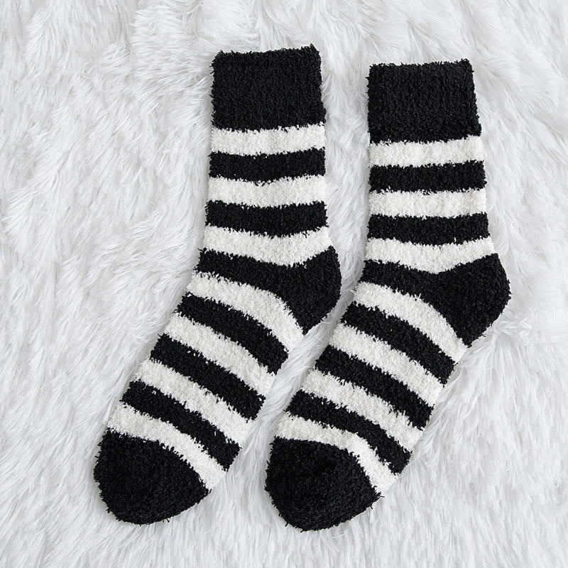 Chaussettes courtes à larges rayures douces (5 paires) - Noir - EU39-44(US6-10) - image 7