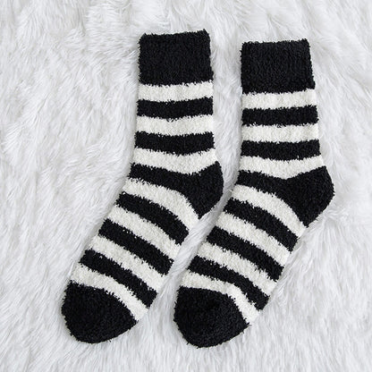 Chaussettes courtes à larges rayures douces (5 paires) - Noir - EU39-44(US6-10) - image 7