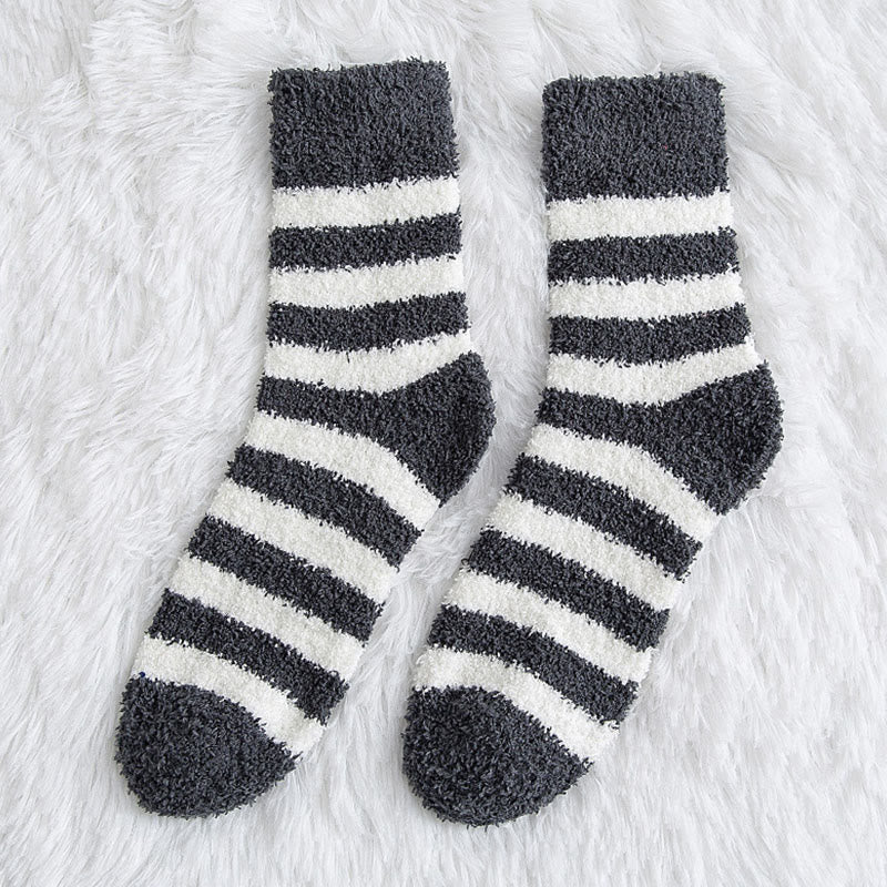 Chaussettes courtes à larges rayures douces (5 paires) - Gris - EU39-44(US6-10) - image 11