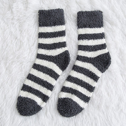Chaussettes courtes à larges rayures douces (5 paires) - Gris - EU39-44(US6-10) - image 11
