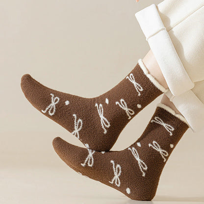 Chaussettes courtes chaudes à nœud papillon (5 paires) - image 1