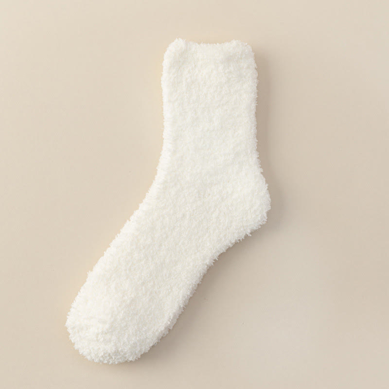 Chaussettes mi-mollet en polaire corail unie (6 paires) - Blanc - EU39-44(US6-10) - image 7