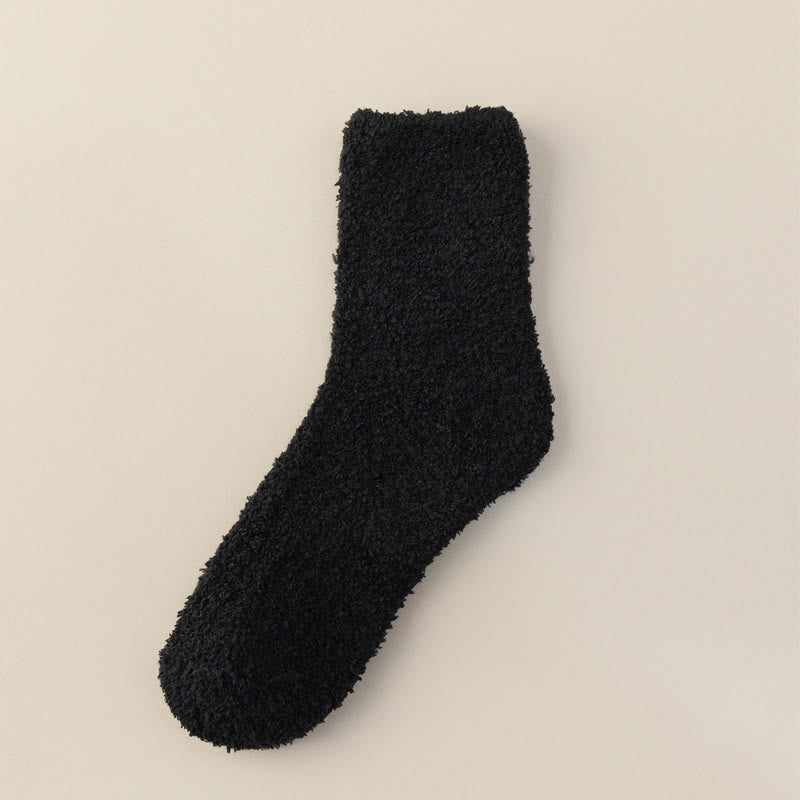 Chaussettes mi-mollet en polaire corail unie (6 paires) - Noir - EU39-44(US6-10) - image 9