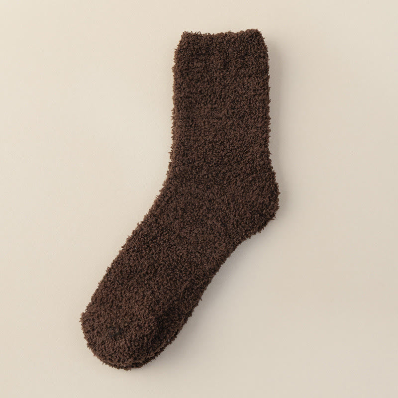 Chaussettes mi-mollet en polaire corail unie (6 paires) - Café - EU39-44(US6-10) - image 11