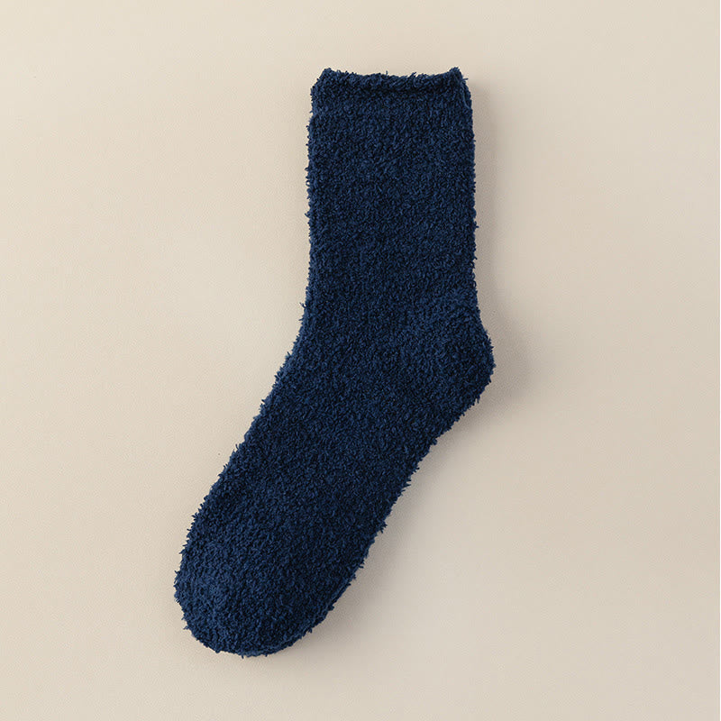 Chaussettes mi-mollet en polaire corail unie (6 paires) - Bleu marine - EU39-44(US6-10) - image 12