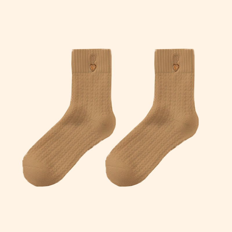 Chaussettes à motif cœur (3 paires) - Café - EU36-40(US3-7) - image 11