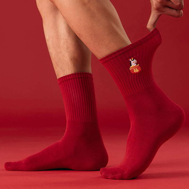 Chaussettes rouges porte-bonheur (5 paires) - image 1