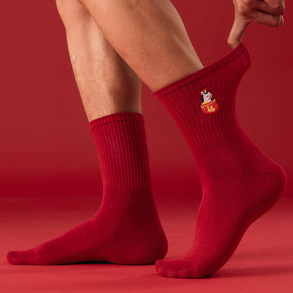 Chaussettes rouges porte-bonheur (5 paires) - image 1