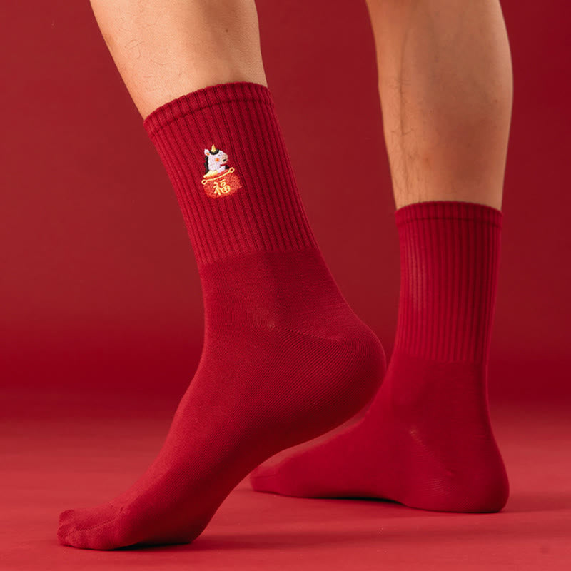 Chaussettes rouges porte-bonheur (5 paires) - image 4