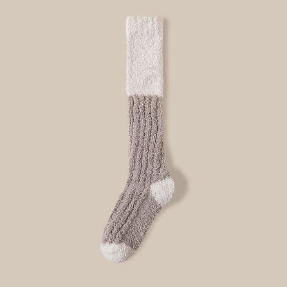 Chaussettes de nuit hautes en polaire douce (4 paires) - Café - EU36-40(US3-7) - image 14