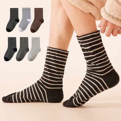 Chaussettes de nuit rayées en pur coton (3 paires) - image 0