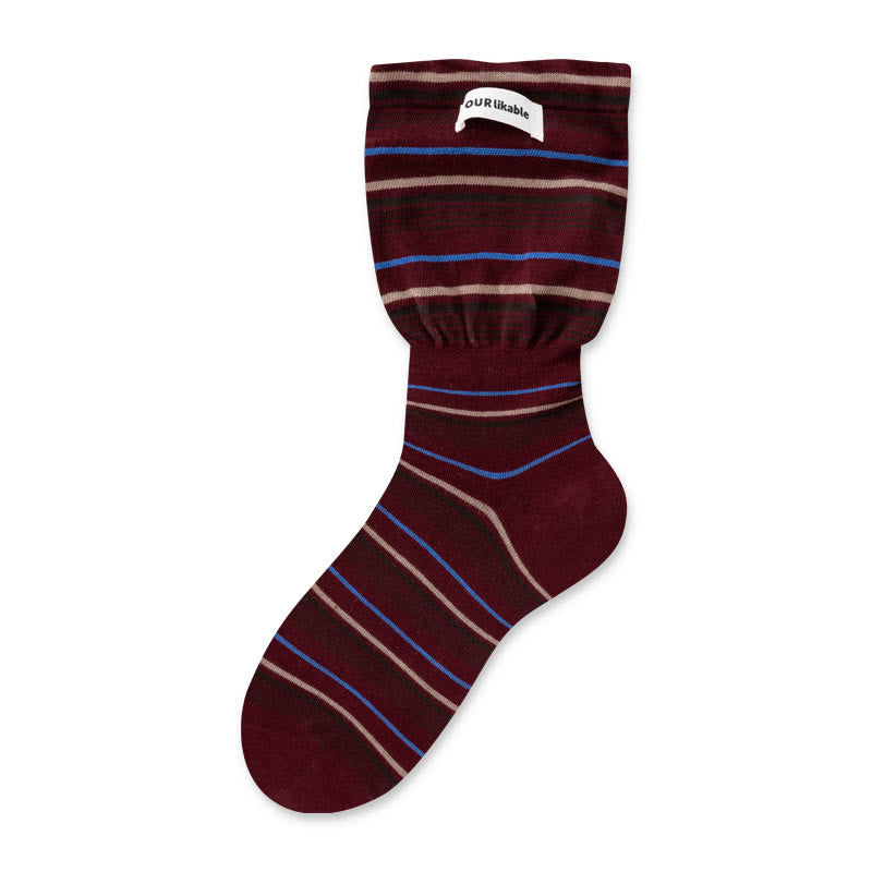 Chaussettes de nuit contrastées élégantes (5 paires) - Vin - EU36-40(US3-7) - image 15