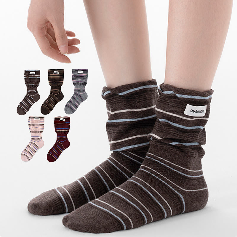 Chaussettes de nuit contrastées élégantes (5 paires) - Multicolore - EU36-40(US3-7) - image 0