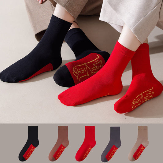 Chaussettes à revers élastique (5 paires) - Multicolore - EU36-43(US3-9) - image 0
