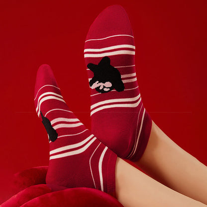 Chaussettes rouges festives (5 paires) - image 2