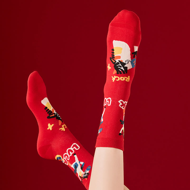 Chaussettes courtes à motif de bas amusants (4 paires) - image 4
