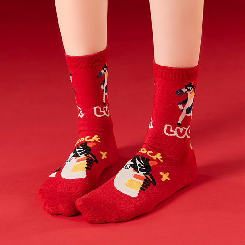 Chaussettes courtes à motif de bas amusants (4 paires) - image 5