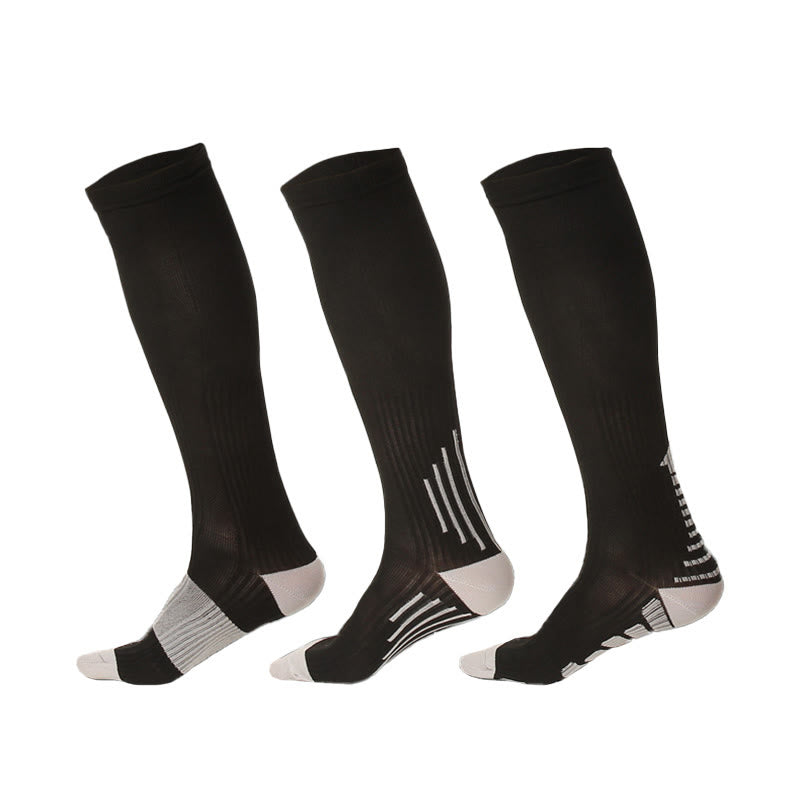 Chaussettes de compression à rayures verticales pour le sport (3 paires) - Multicolore - S/M - image 0