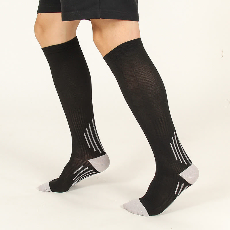 Chaussettes de compression à rayures verticales pour le sport (3 paires) - UN - S/M - image 1