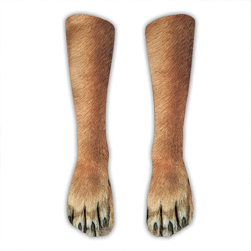 Chaussettes courtes 3D motif pattes de chien (2 paires) - Café - EU38-44(US5-10) - image 2