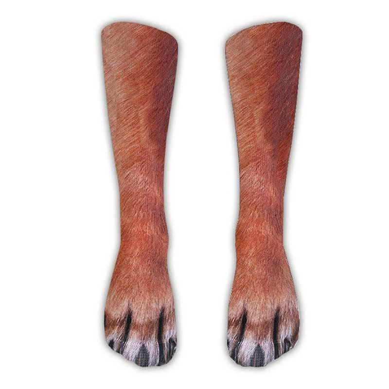 Chaussettes courtes 3D motif pattes de chien (2 paires) - Brun - EU38-44(US5-10) - image 1