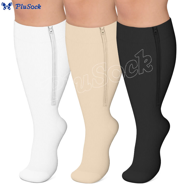 Chaussettes de compression classiques à fermeture éclair grandes tailles 2XL - 7XL (3 paires) - image 0
