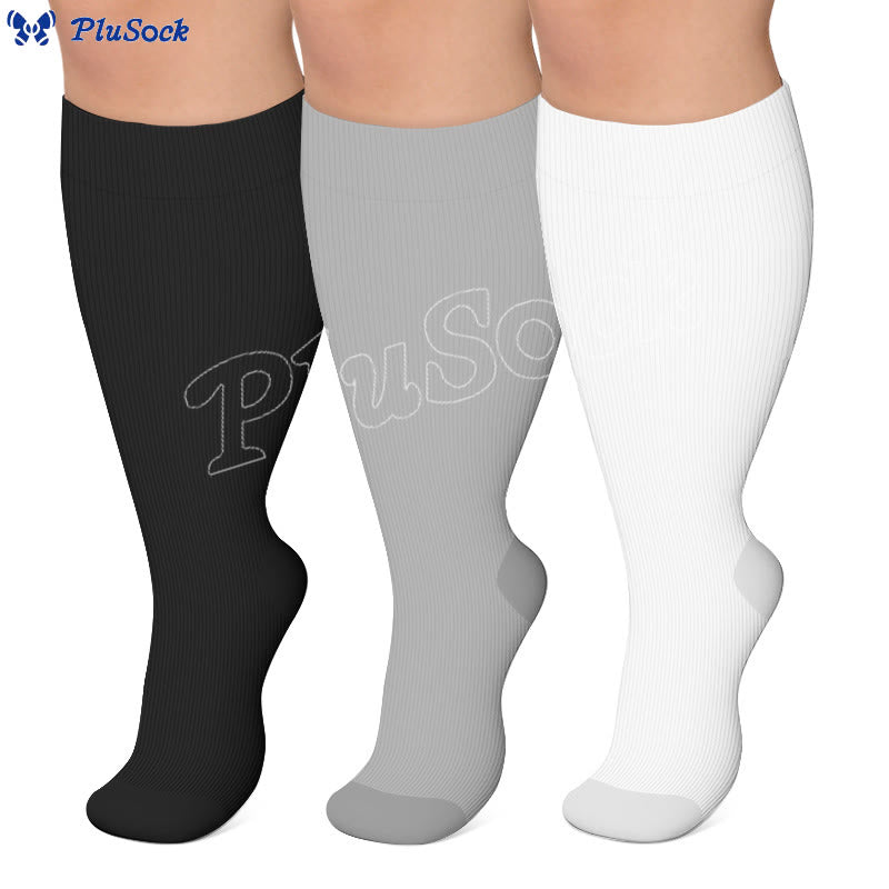Chaussettes de compression unies grandes tailles 2XL - 7XL (3 paires) - image 0