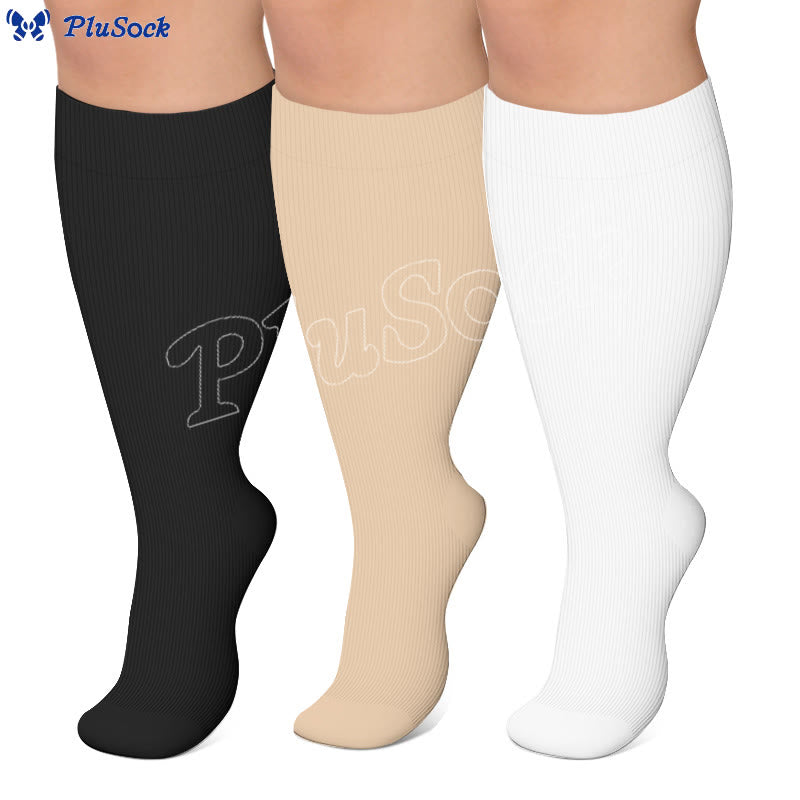 Chaussettes de compression unies grandes tailles 2XL - 7XL (3 paires) - image 0