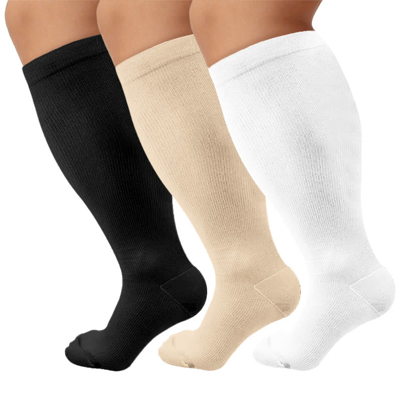 Chaussettes de compression unies grandes tailles 2XL - 7XL (3 paires) - image 2