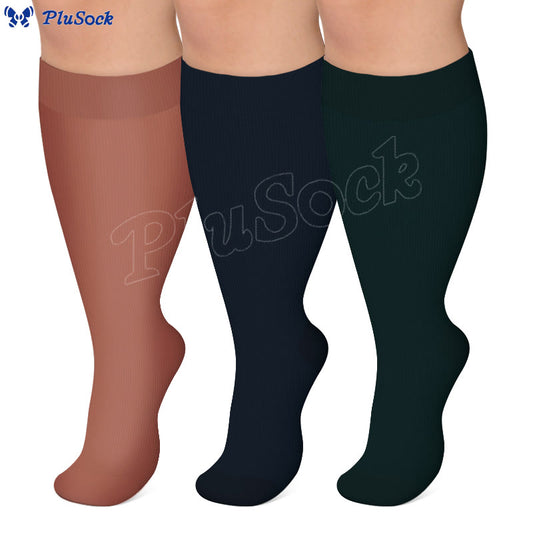 Chaussettes de compression mollet large grande taille (3 paires) - image 0