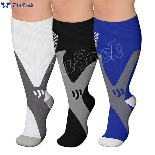 Chaussettes de compression sportives grandes tailles pour mollets larges, tailles 2XL à 7XL (3 paires) - image 0