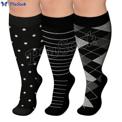 Chaussettes de compression à losanges grandes tailles 2XL - 7XL (3 paires) - image 0