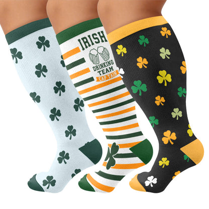 Chaussettes de compression à motif trèfle grande taille - image 1