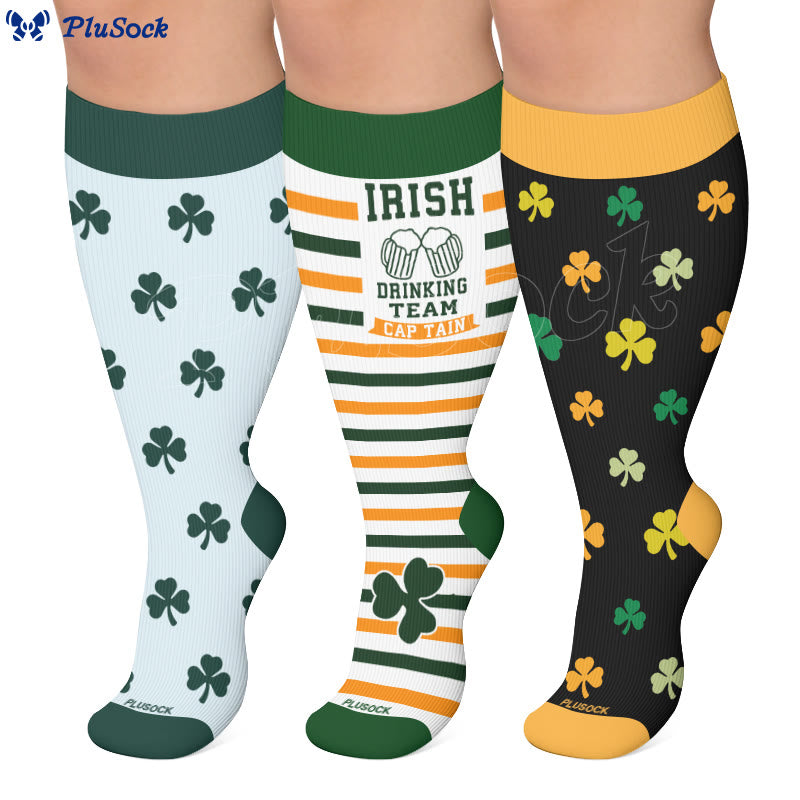 Chaussettes de compression à motif trèfle grande taille - image 0