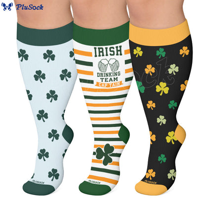 Chaussettes de compression à motif trèfle grande taille - image 0