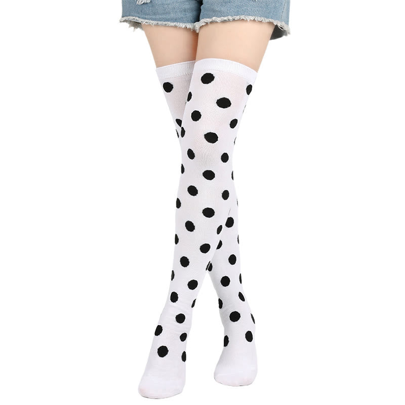 Chaussettes hautes à pois amusants (5 paires) - Points noirs - One Size - image 6