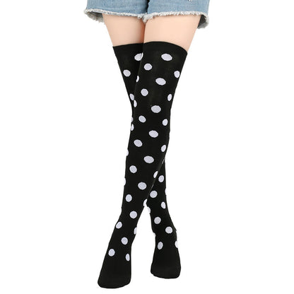 Chaussettes hautes à pois amusants (5 paires) - Noir - One Size - image 1
