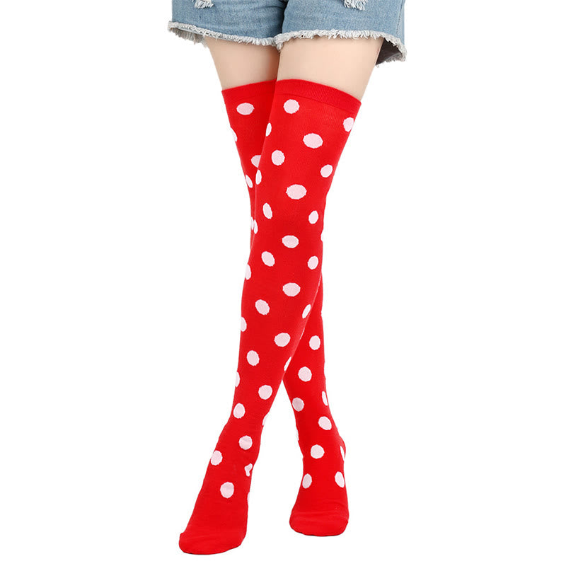 Chaussettes hautes à pois amusants (5 paires) - Points blancs - One Size - image 5