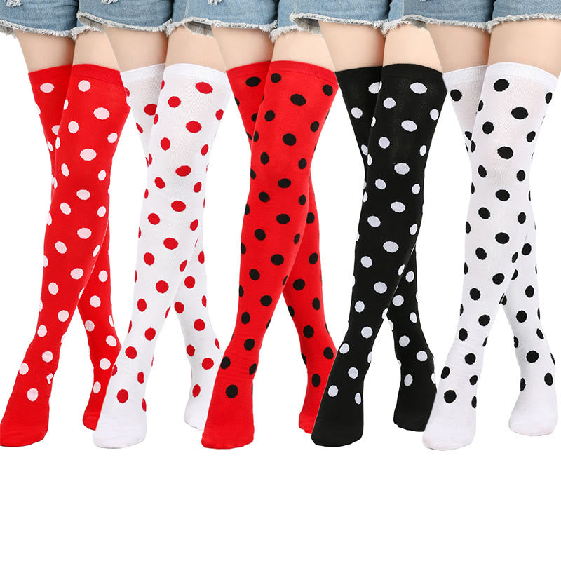 Chaussettes hautes à pois amusants (5 paires) - Multicolore - One Size - image 0