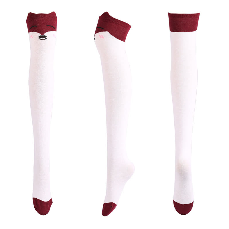 Chaussettes hautes à motifs animaux adorables (2 paires) - Blanc - One Size - image 3
