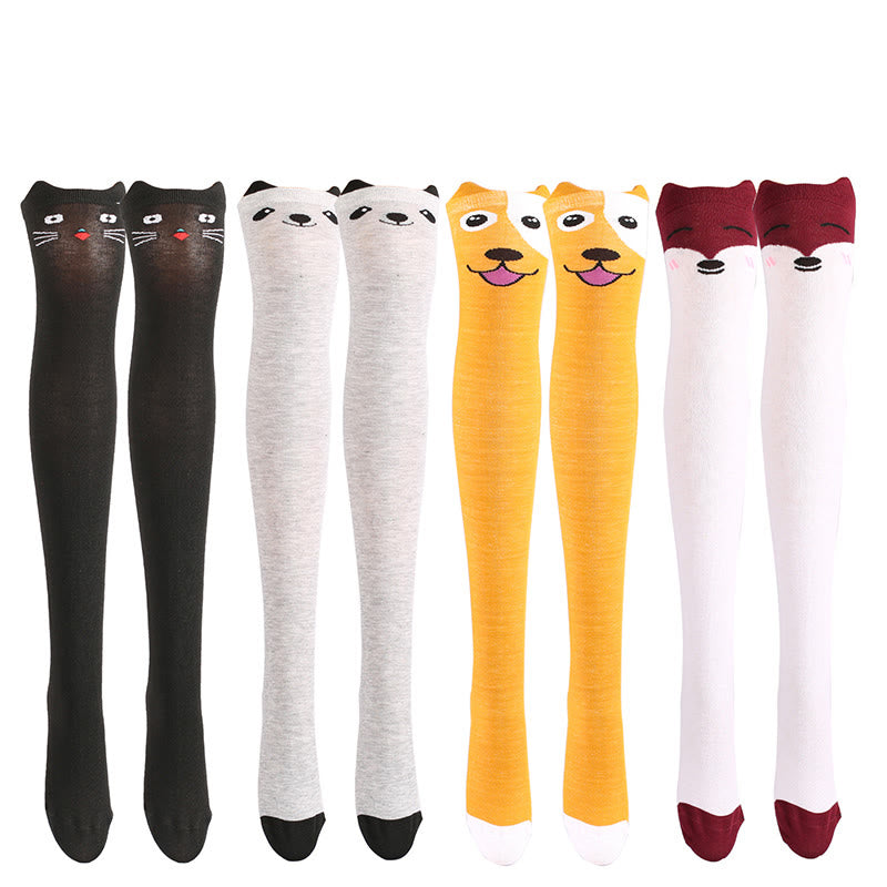 Chaussettes hautes à motifs animaux adorables (2 paires) - image 0