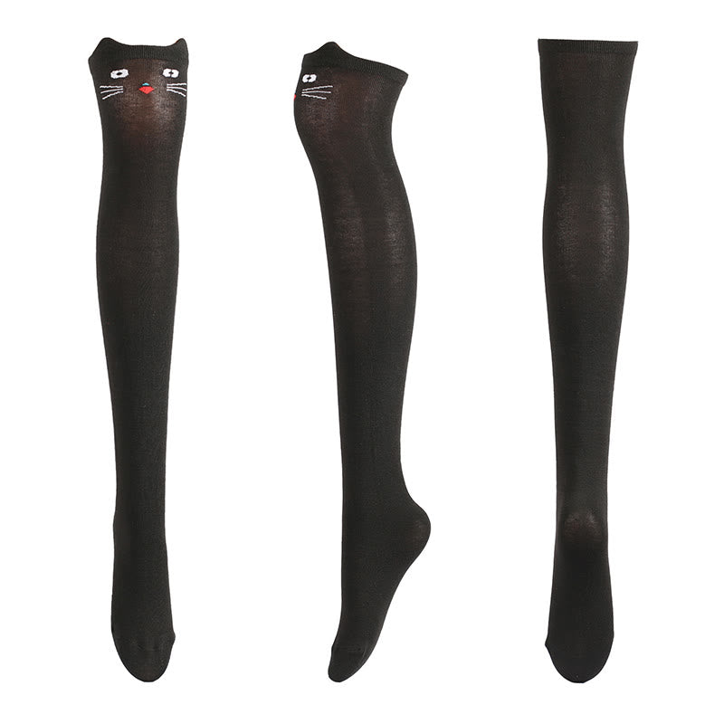 Chaussettes hautes à motifs animaux adorables (2 paires) - Noir - One Size - image 2