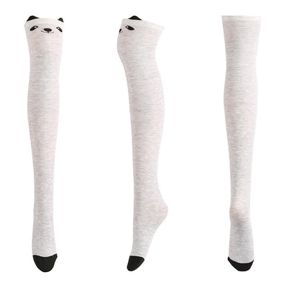 Chaussettes hautes à motifs animaux adorables (2 paires) - Gris - One Size - image 4